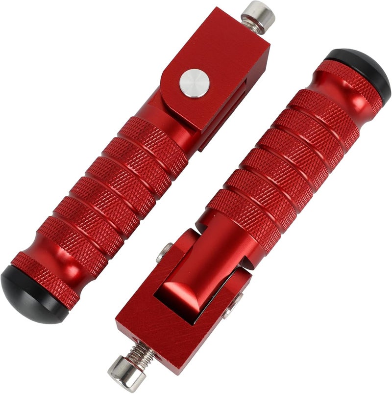 MOCODUO Motorcycle M8 Universal Foot Pegs CNC Foldable & Anti-Skid 90 Degree Motorbike Pegs Fits for Super 73, Motorcycle, Bicycle, Mini Bike, Electric Motor, ATVs, UTVs, Go Karts, Quads, Scooters Red - Image 2